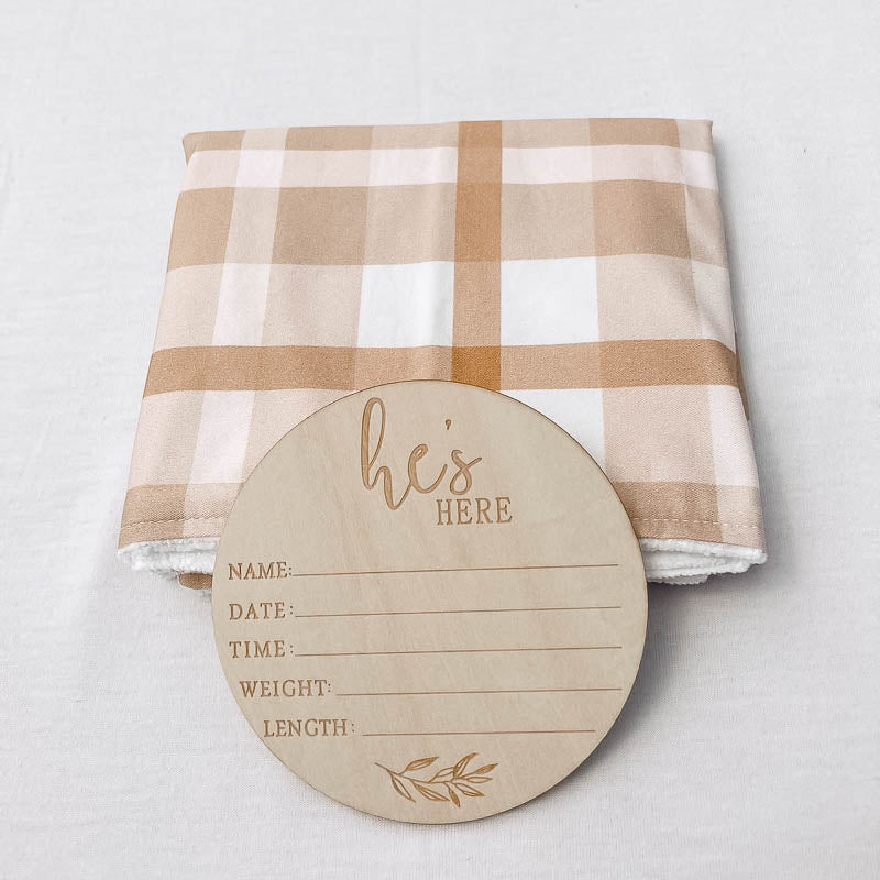 Earthy Plaid Baby Burp Cloth