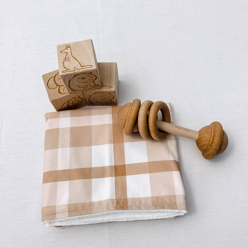 Earthy Plaid Baby Burp Cloth