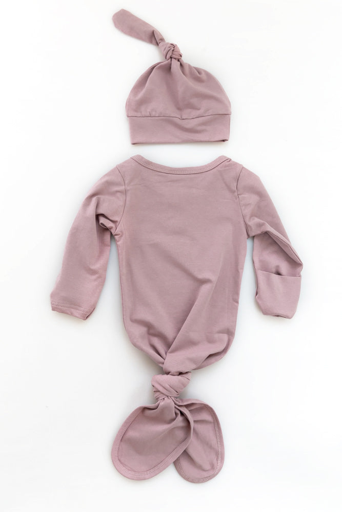 Dusty Mauve Newborn Knotted Gown