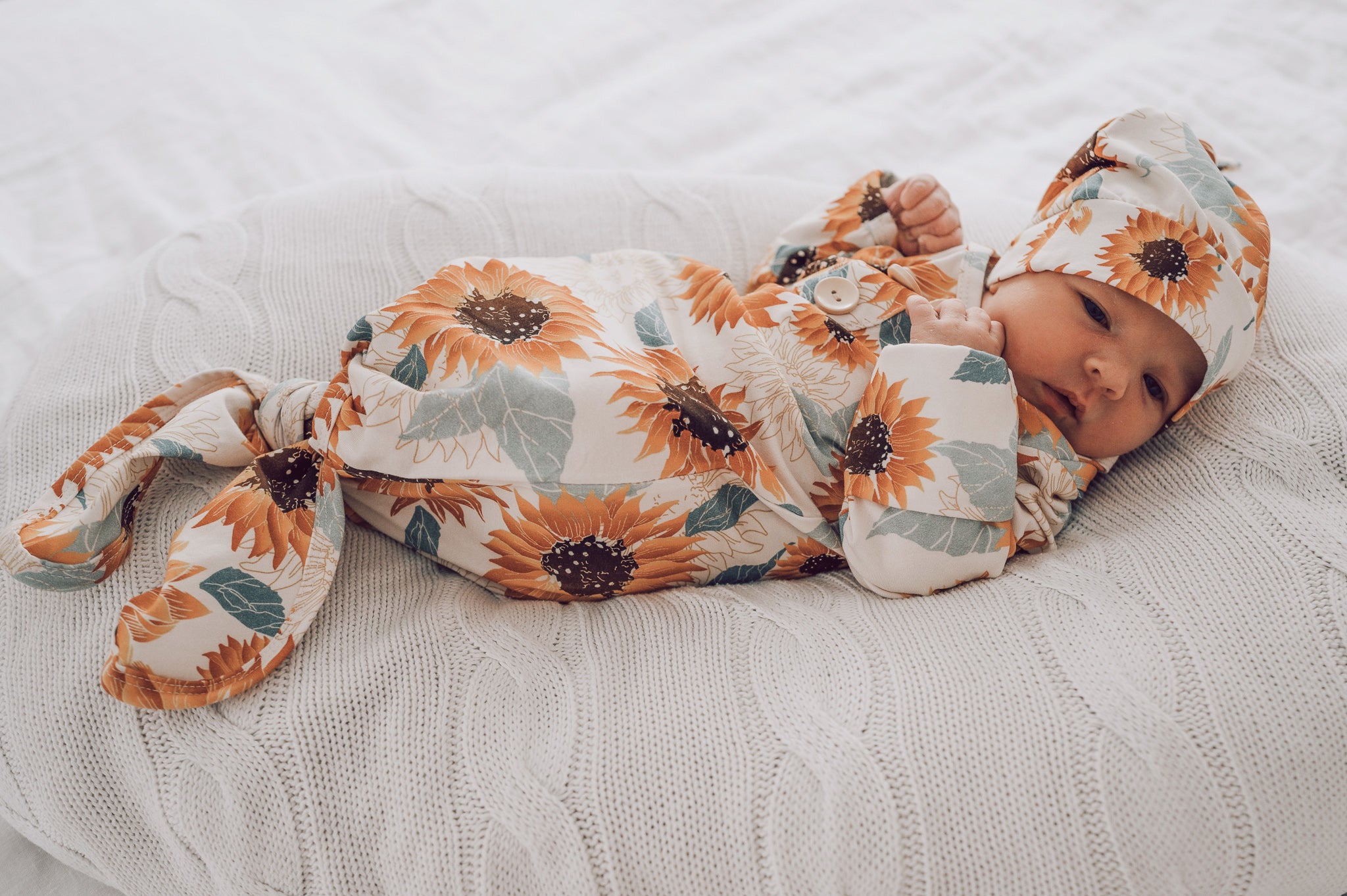 Sunflowers Newborn Knotted Gown