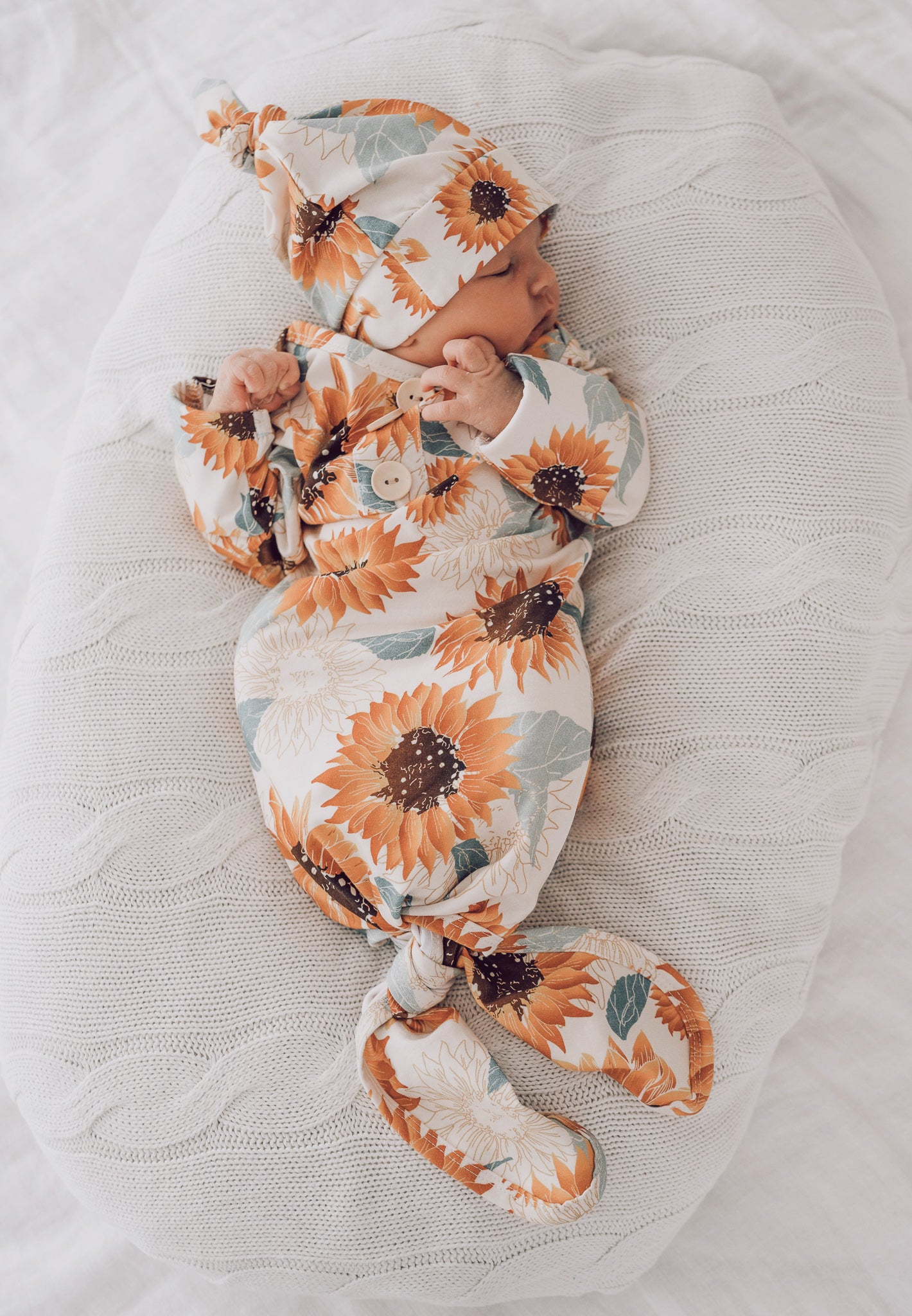 Sunflowers Newborn Knotted Gown