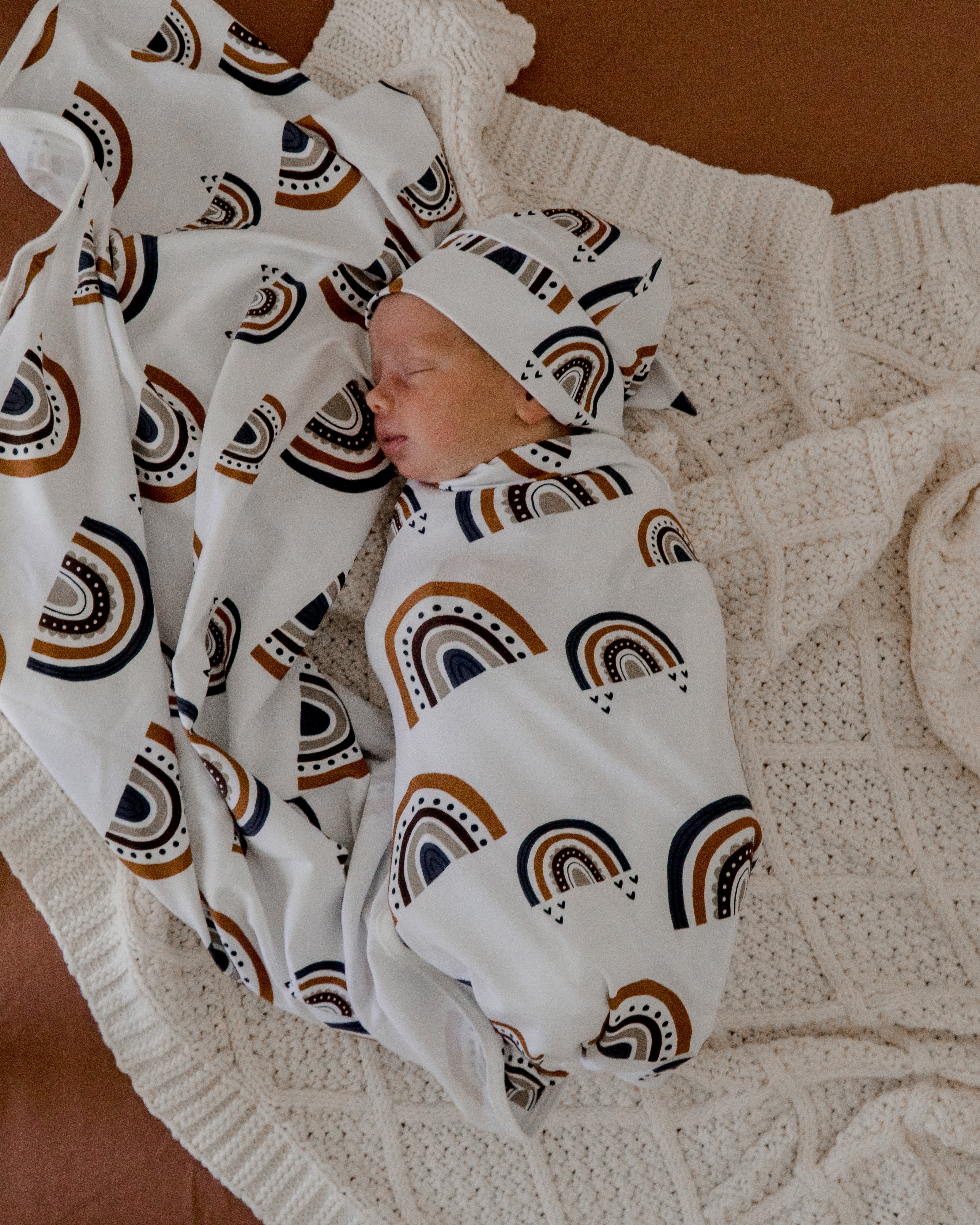 Rainbow Dusk Jersey Swaddle Wrap & Beanie