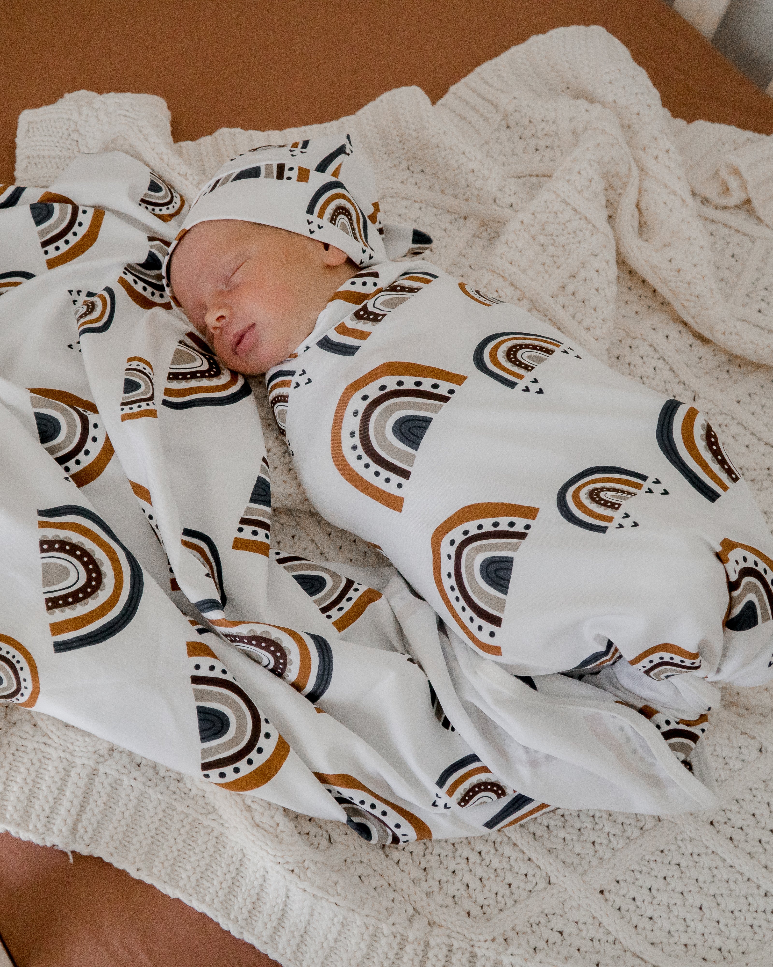 Rainbow Dusk Jersey Swaddle Wrap & Beanie