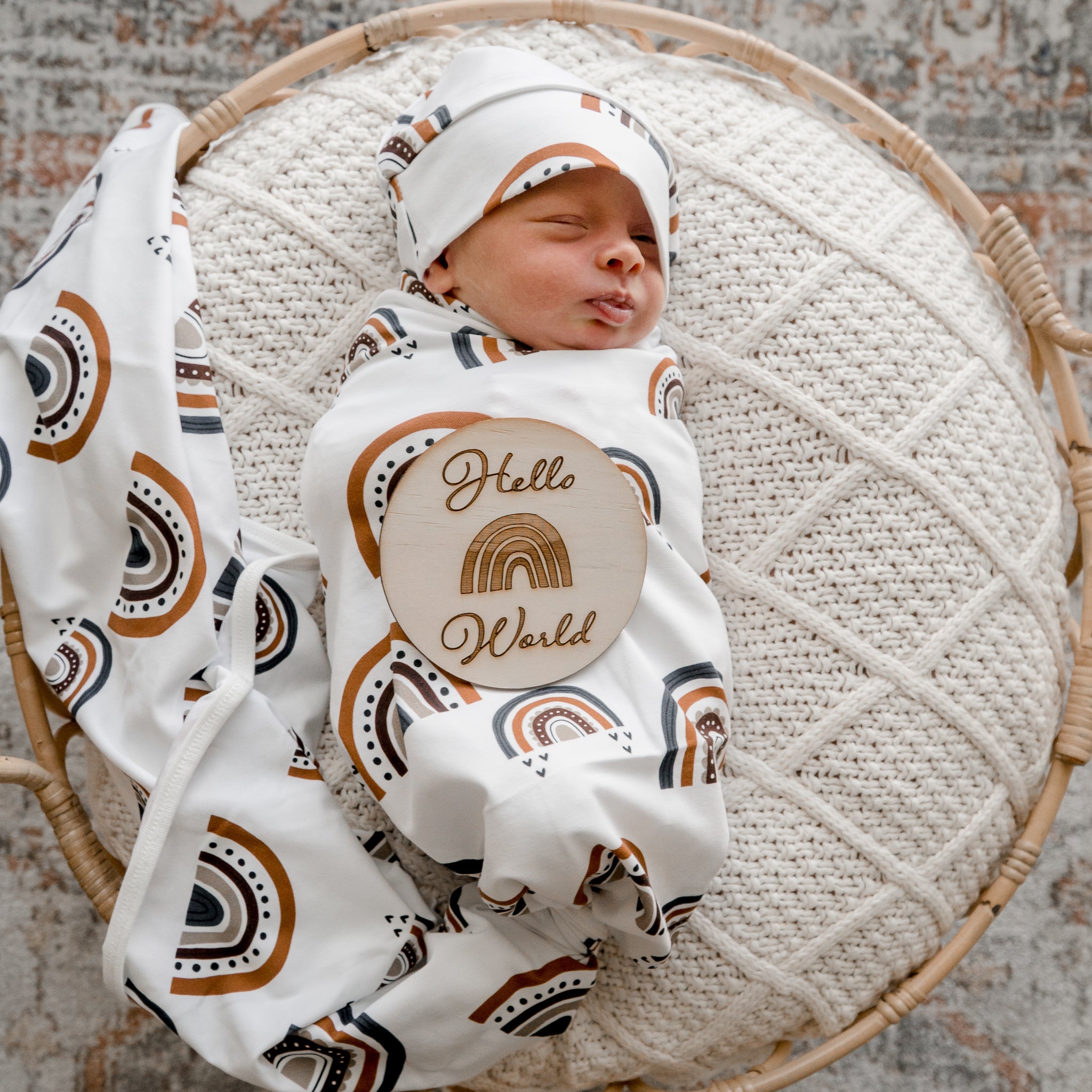 Rainbow Dusk Jersey Swaddle Wrap & Beanie