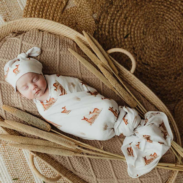 Fawn Jersey Swaddle Wrap & Beanie