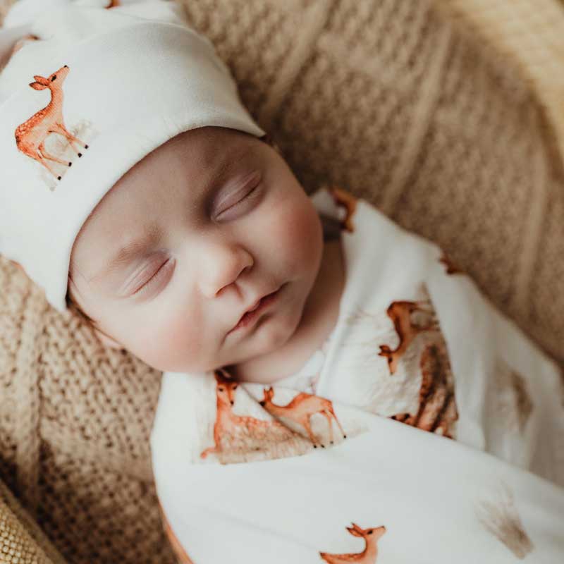 Fawn Jersey Swaddle Wrap & Beanie