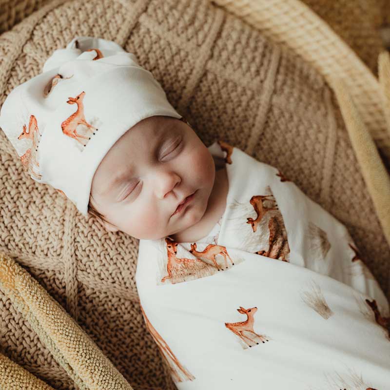 Fawn Jersey Swaddle Wrap & Beanie