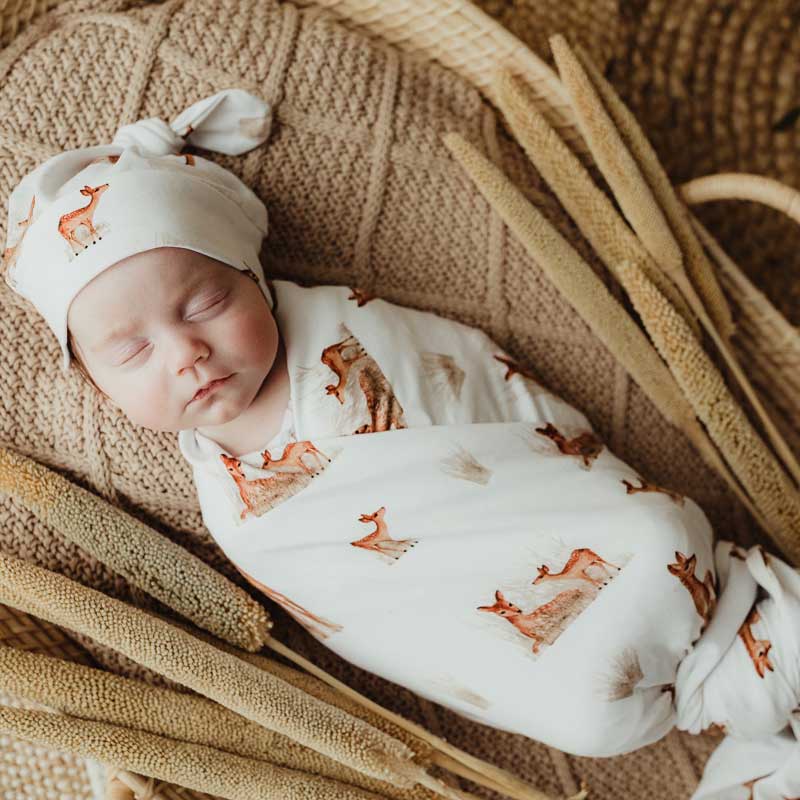 Fawn Jersey Swaddle Wrap & Beanie