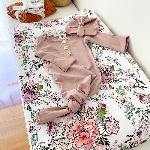 Dusty Mauve Newborn Knotted Gown