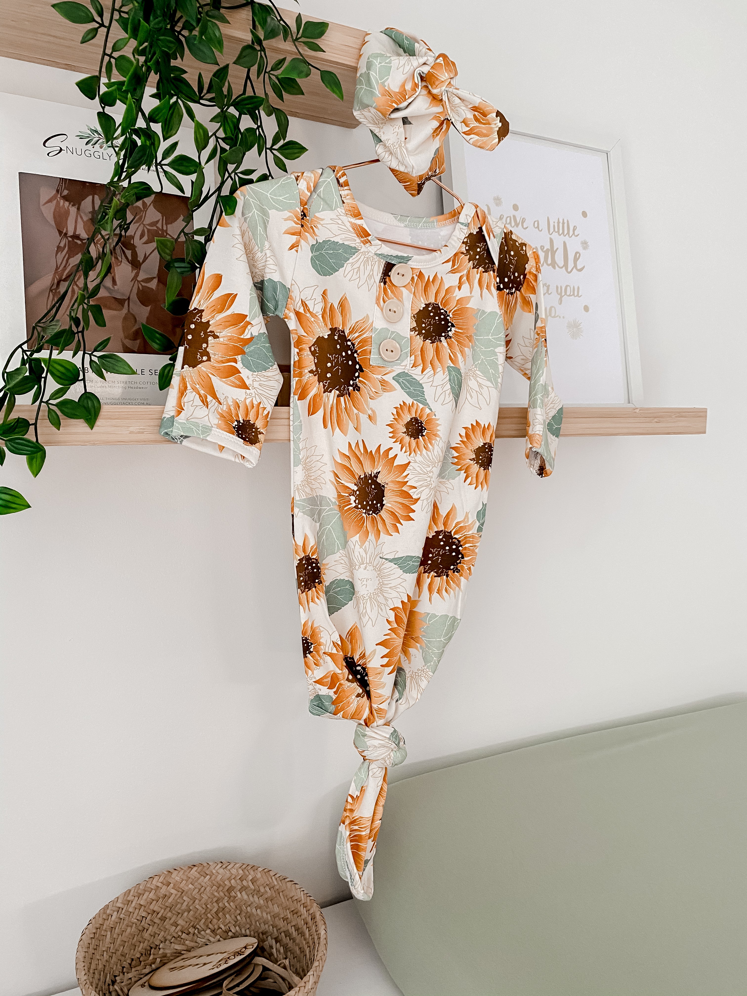 Robe nouée nouveau-né tournesols