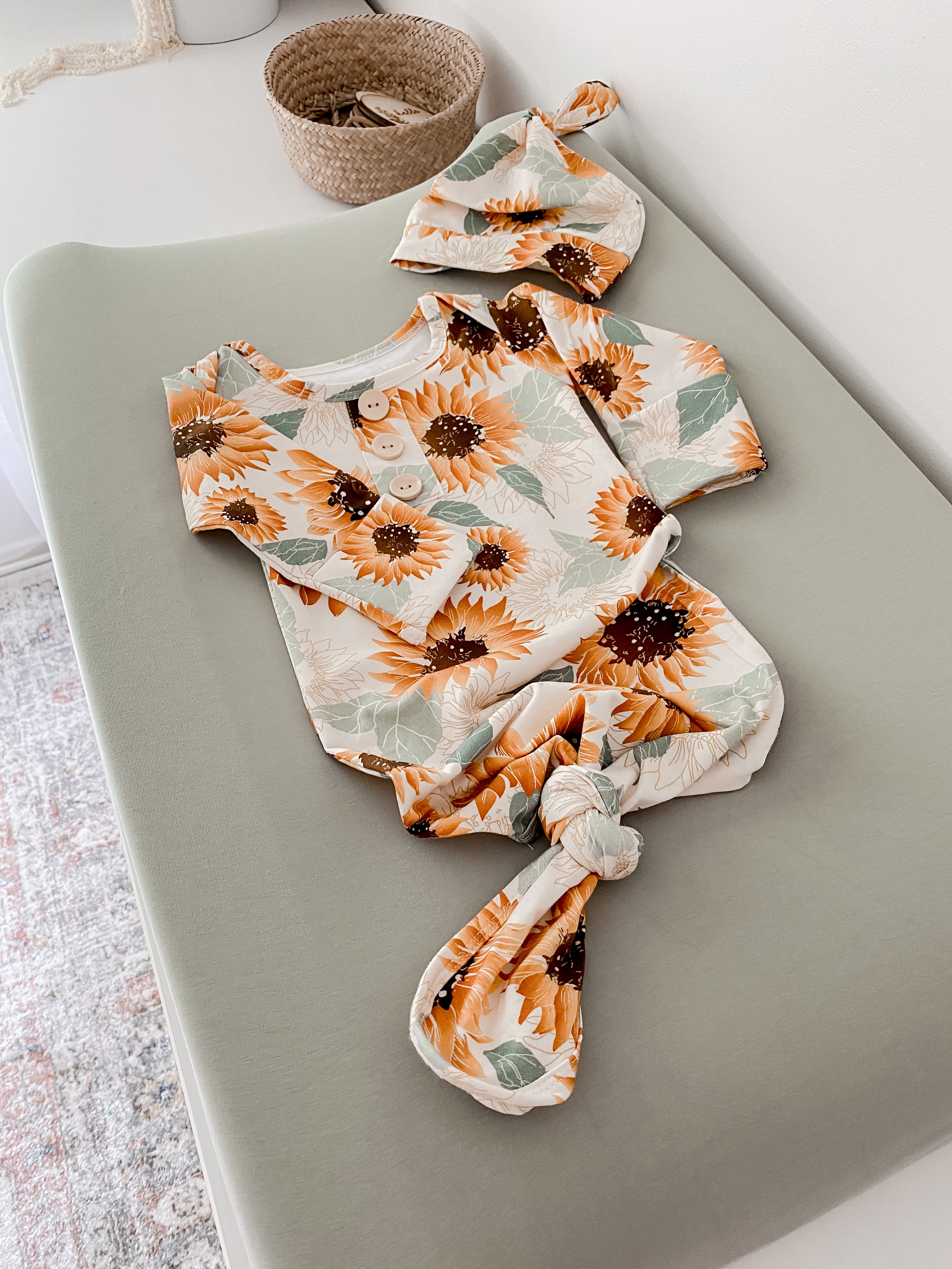 Sunflowers Newborn Knotted Gown