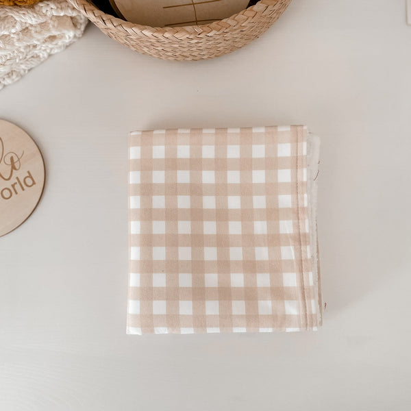 Sand Gingham Baby Burp Cloth