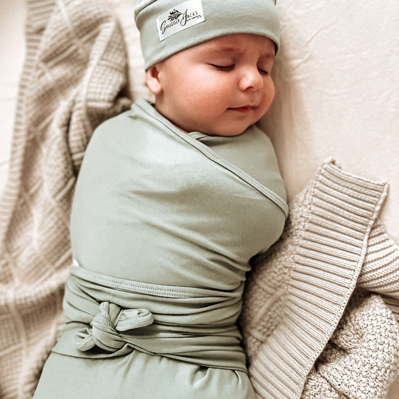 Sage Jersey Swaddle Wrap & Beanie