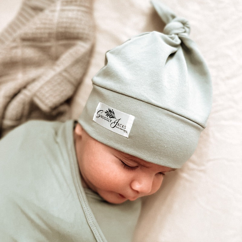 Swaddle Wrap & Bonnet en jersey sauge