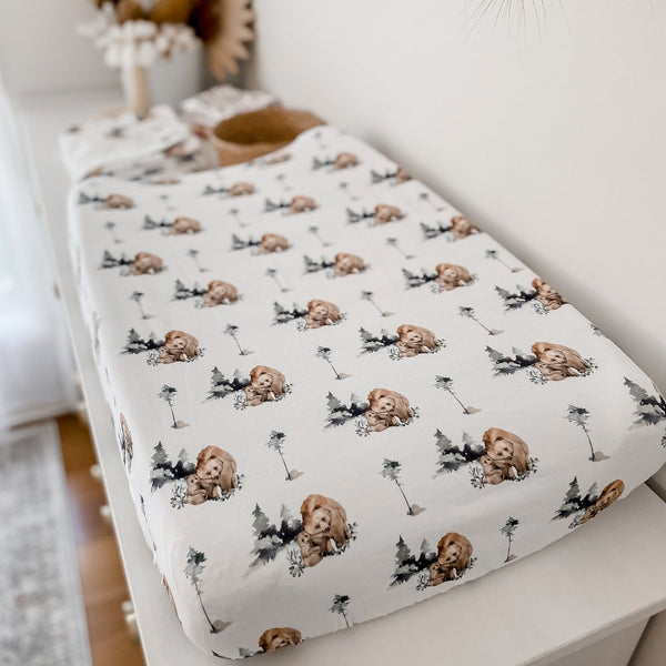 Drap de berceau Grizzly/housse de matelas à langer