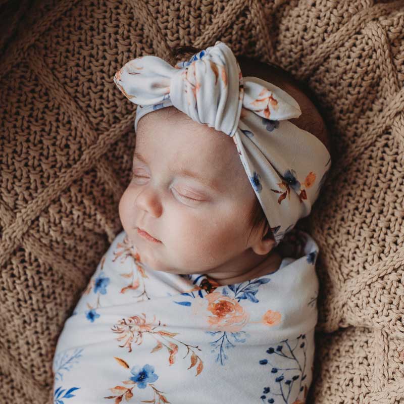 Maisie Jersey Swaddle Wrap & Top Knot