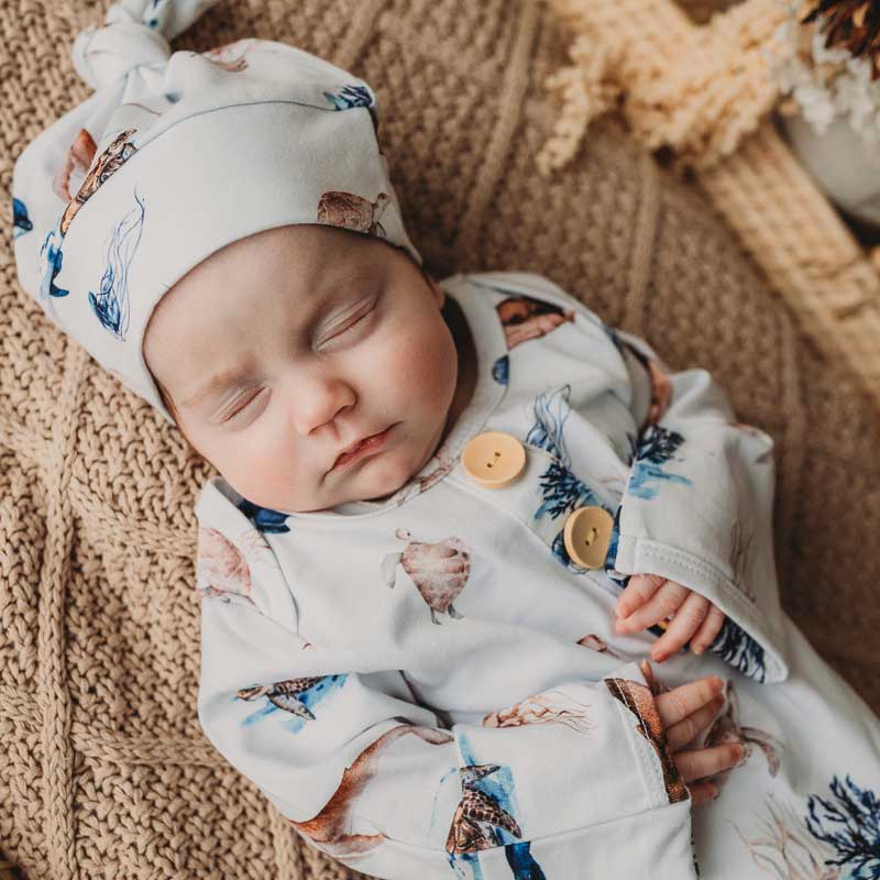 Ocean Newborn Knotted Gown