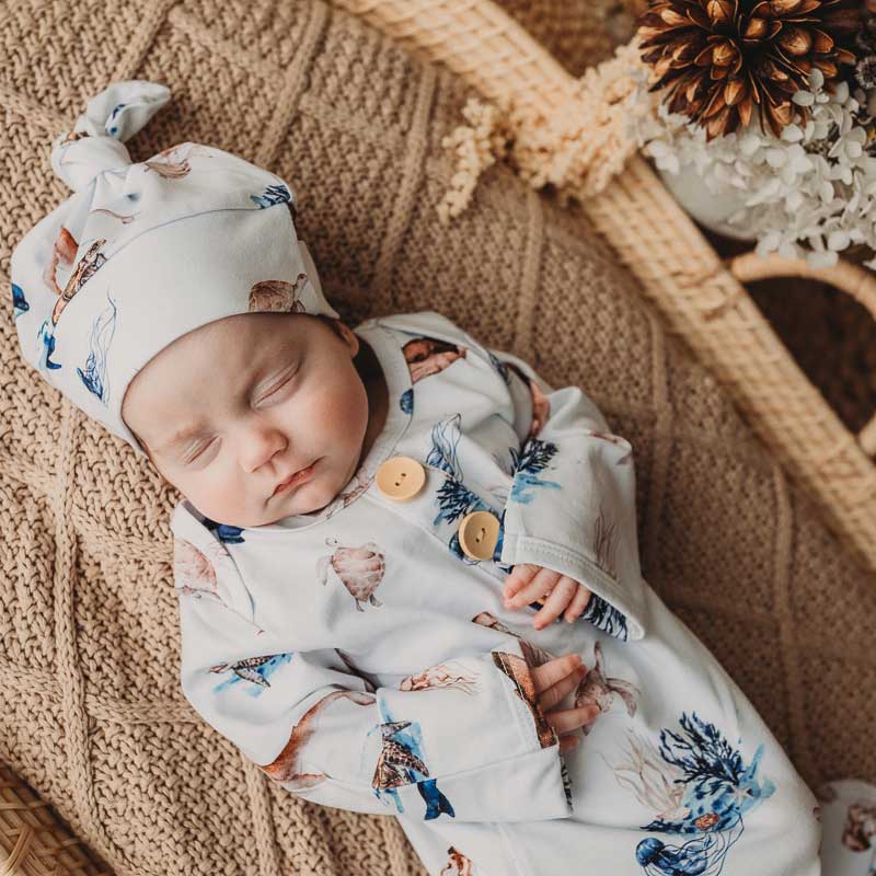 Ocean Newborn Knotted Gown