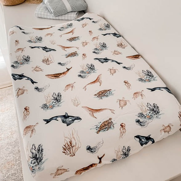 Drap de moïse Ocean/housse de matelas à langer