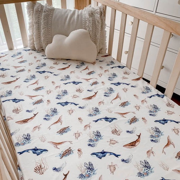 Ocean Fitted Crib Sheet