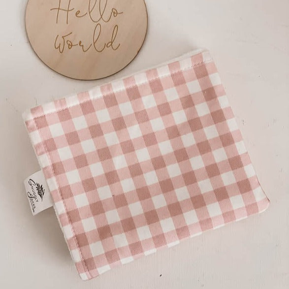 Peachy Pink Baby Gingham Burp Cloth