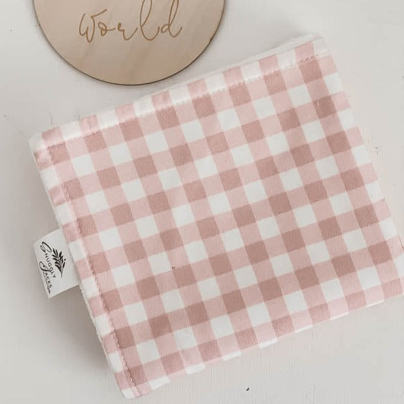 Peachy Pink Baby Gingham Burp Cloth