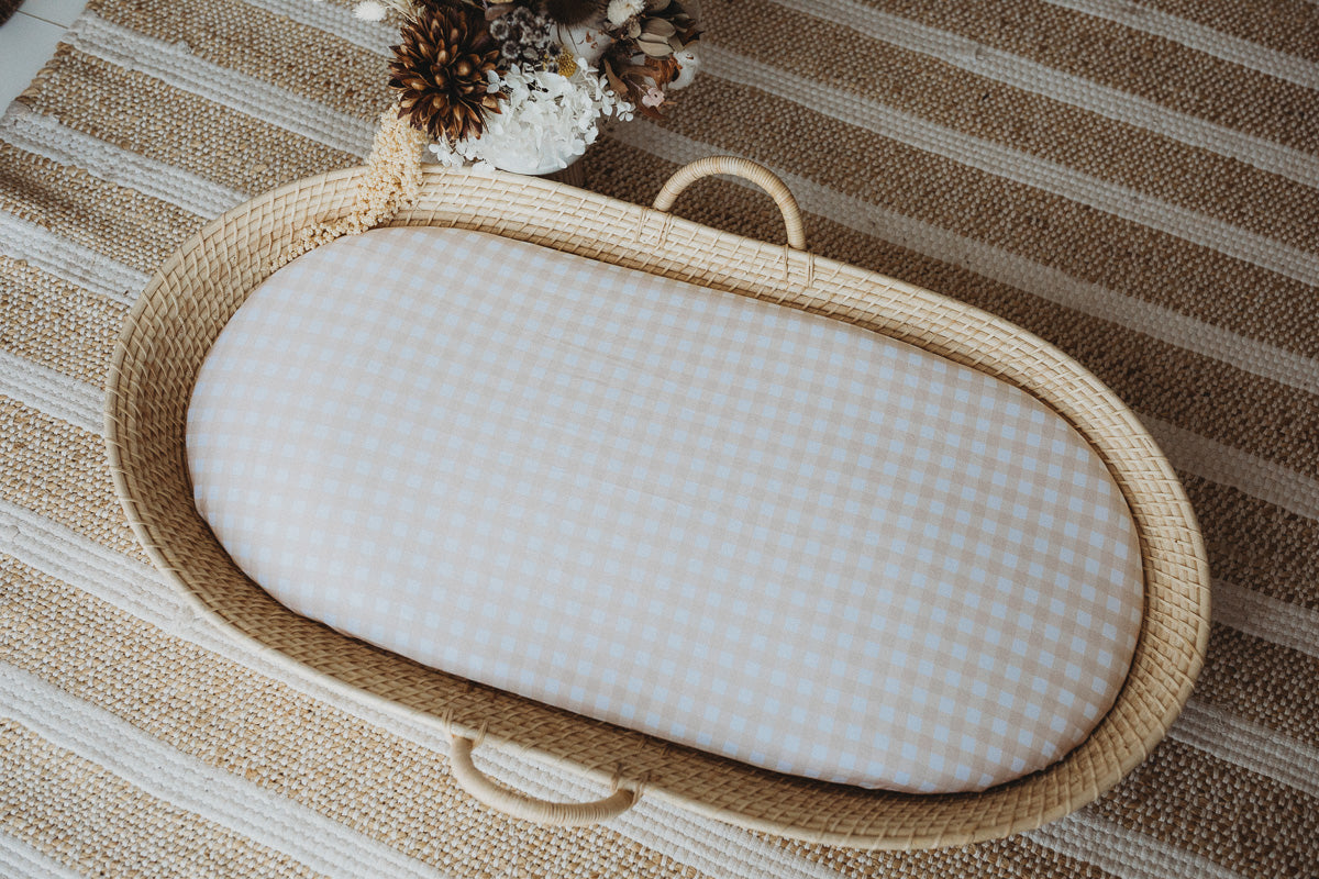 Infant Stores Essential: Sand Gingham Bassinet Sheet