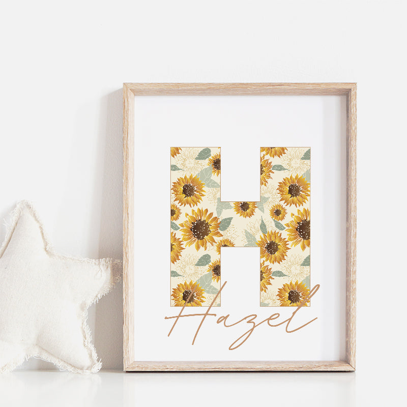 Sunflowers Custom Name Personalized Printable Wall Art