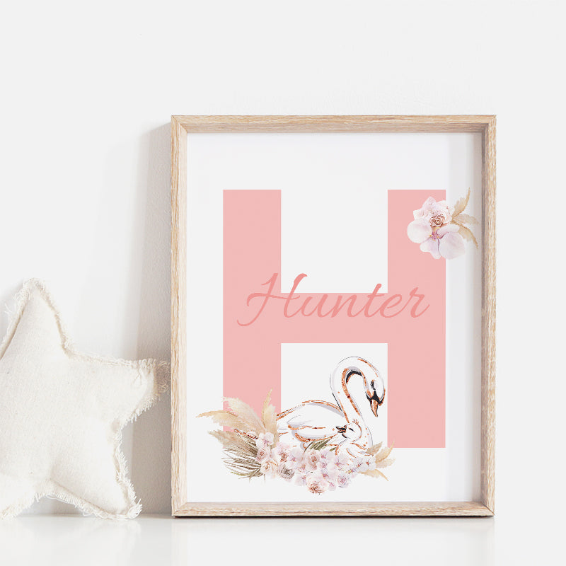 Swan Custom Name Personalized Printable Wall Art