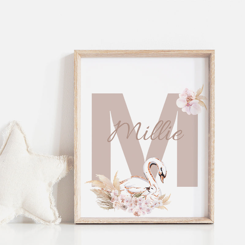 Swan Custom Name Personalized Printable Wall Art