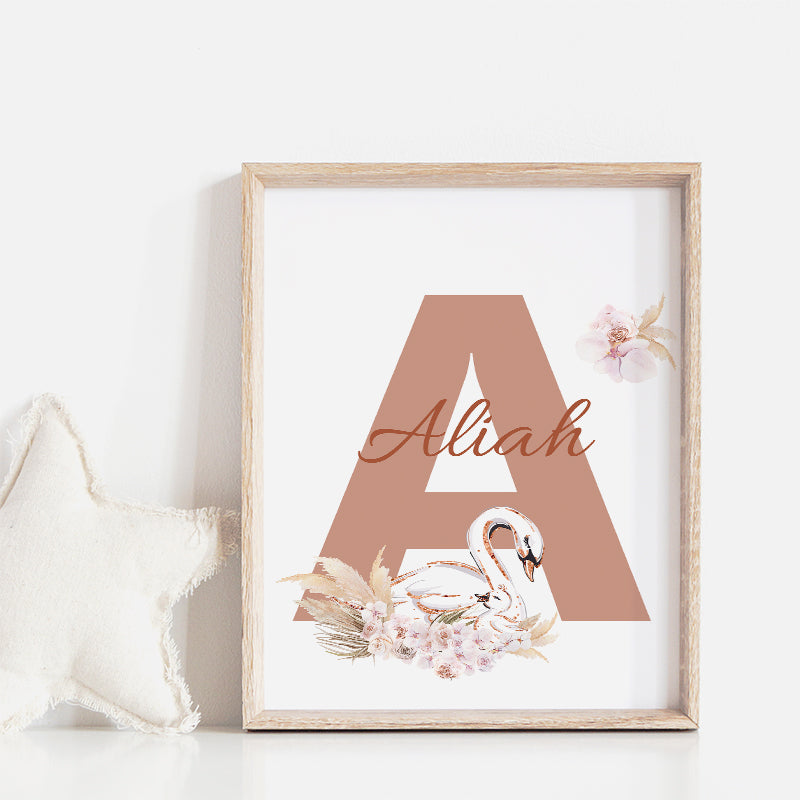 Swan Custom Name Personalized Printable Wall Art