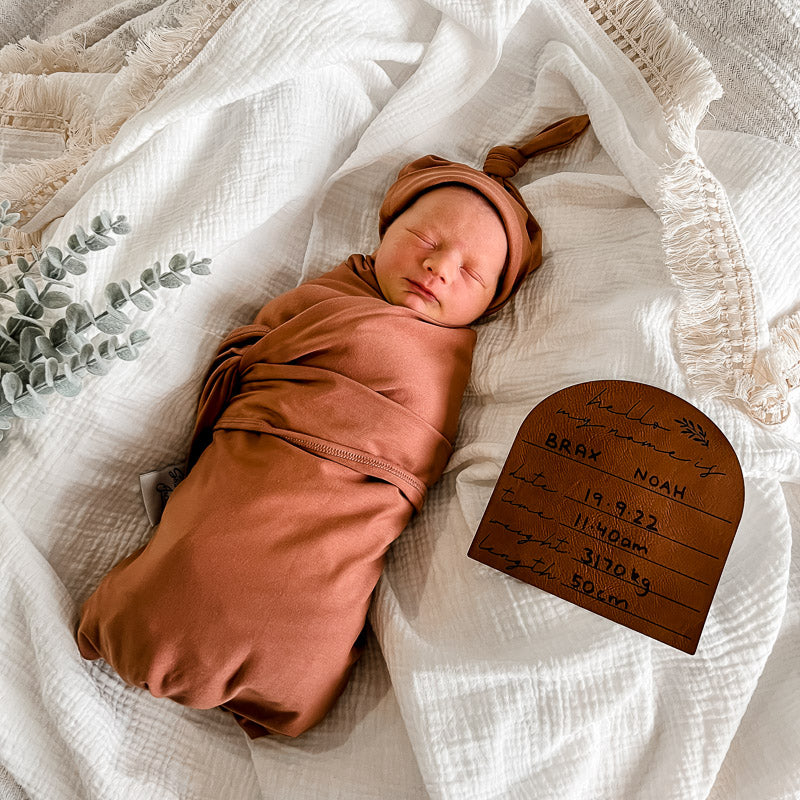 Cinnamon Jersey Swaddle Wrap & Beanie