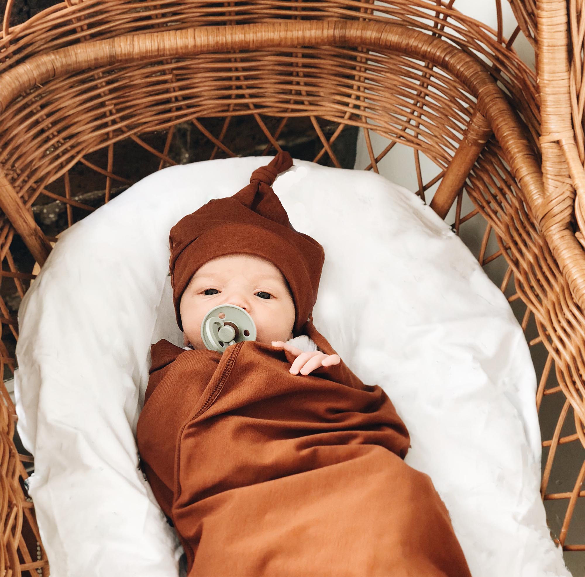 Cinnamon Jersey Swaddle Wrap & Beanie