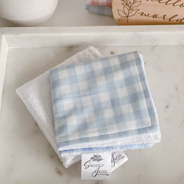 Cornflower Gingham Baby Bath Wash Cloth