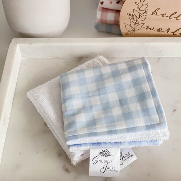 Cornflower Gingham Baby Bath Wash Cloth