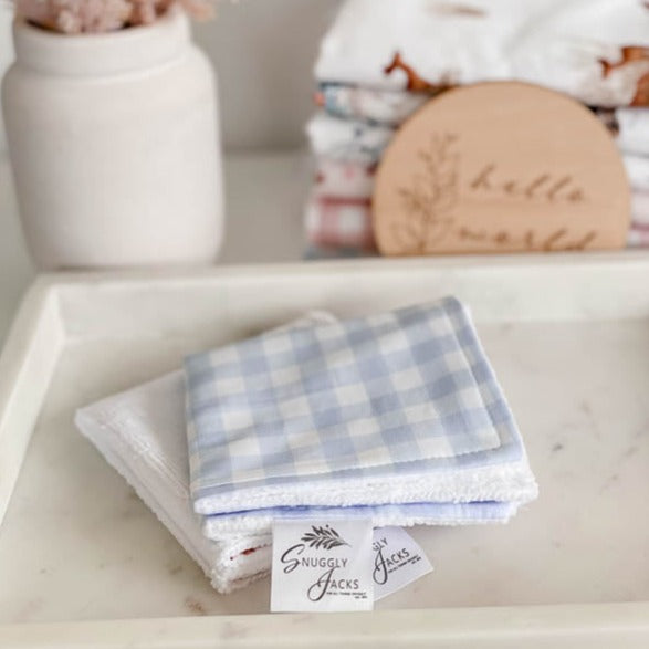 Cornflower Gingham Baby Bath Wash Cloth