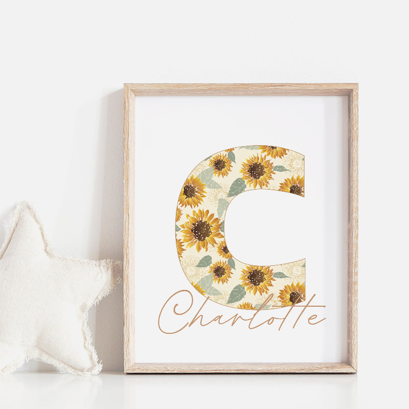 Sunflowers Custom Name Personalized Printable Wall Art